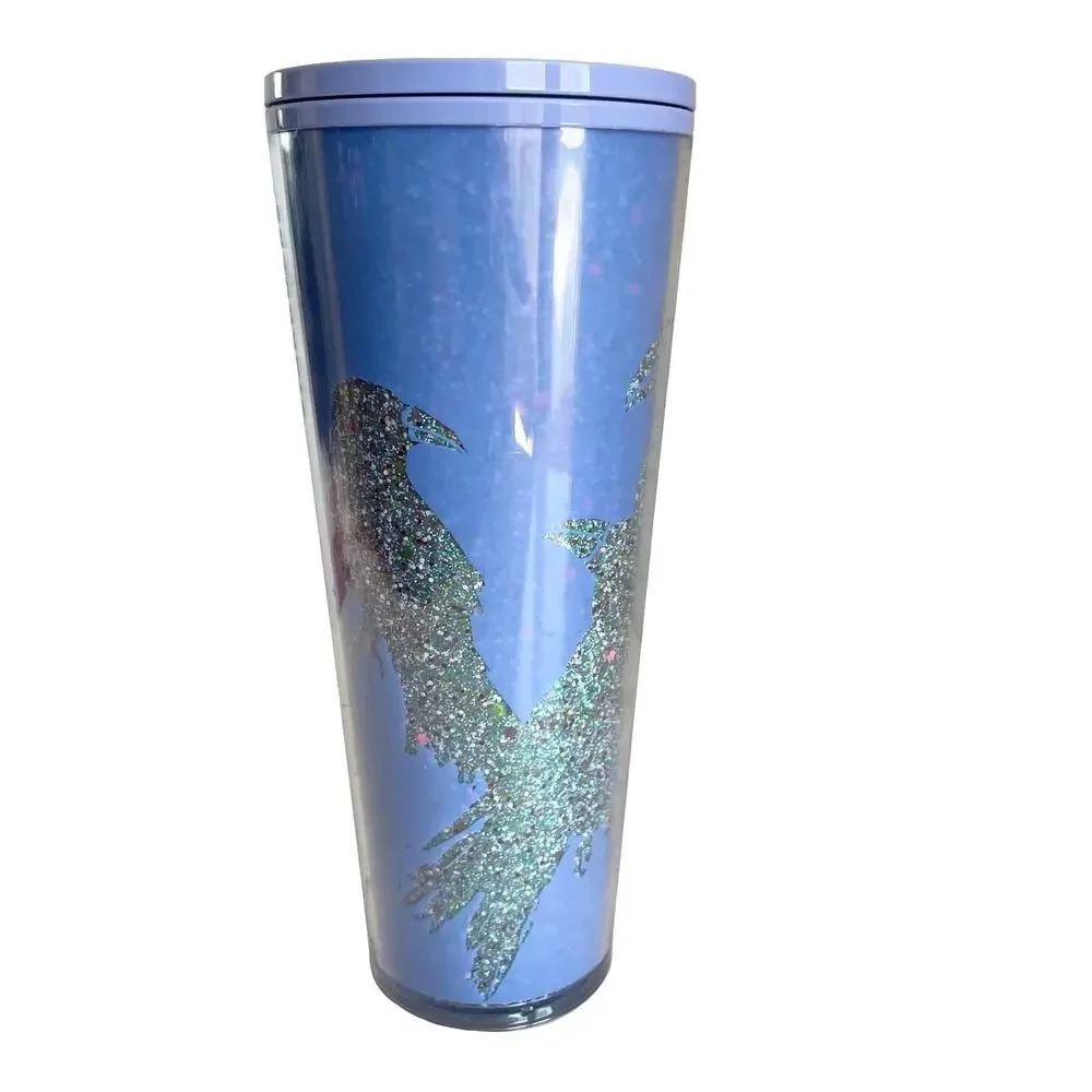 Starbuck 2022 Glitter Raven Halloween Lilac Purple Venti 24 Oz Cold Cup Tumbler